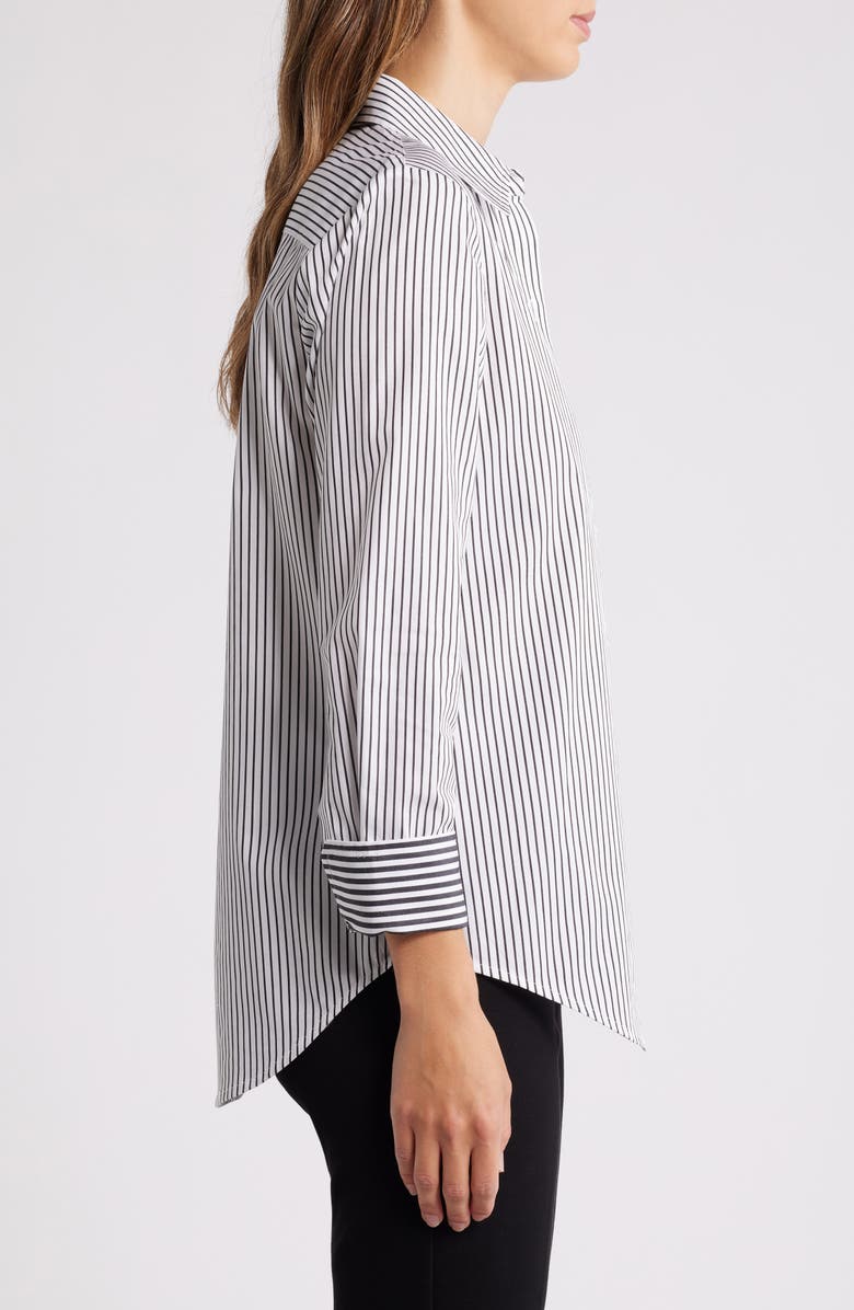 Anne Klein Stripe Cotton Poplin Button-Up Shirt, Alternate, color,