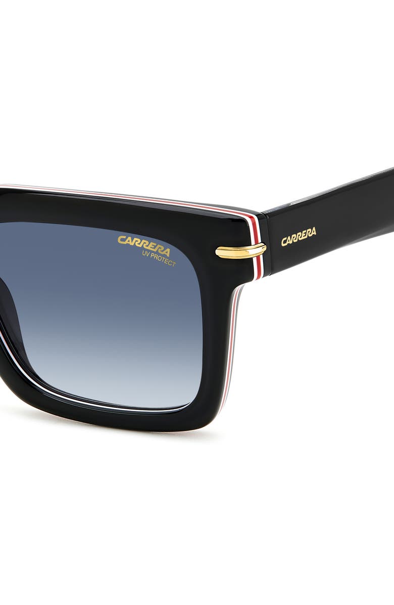 Carrera Eyewear 52mm Rectangular Sunglasses, Alternate, color, Str Black/ Blue Shaded