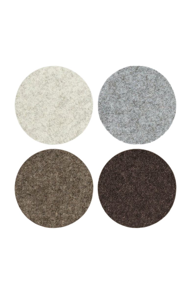 Graf Lantz Bierfilzl Merino Wool Round Coaster Solid 4 Pack, Main, color, Earth