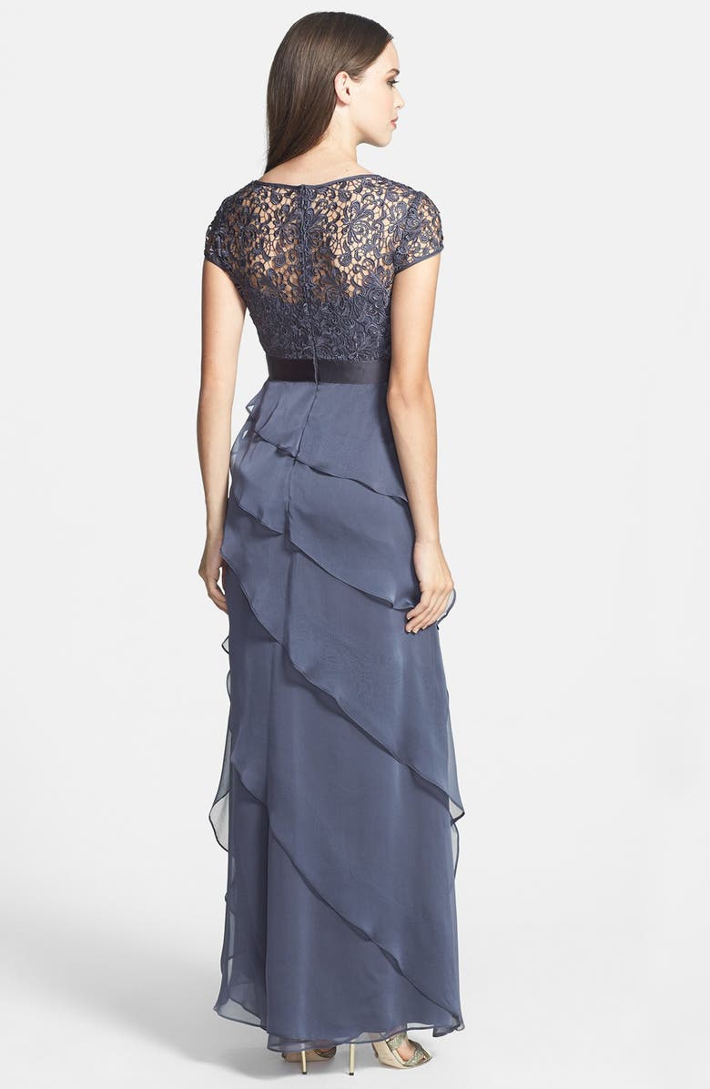 Adrianna Papell Layered Chiffon & Lace Gown, Alternate, color,