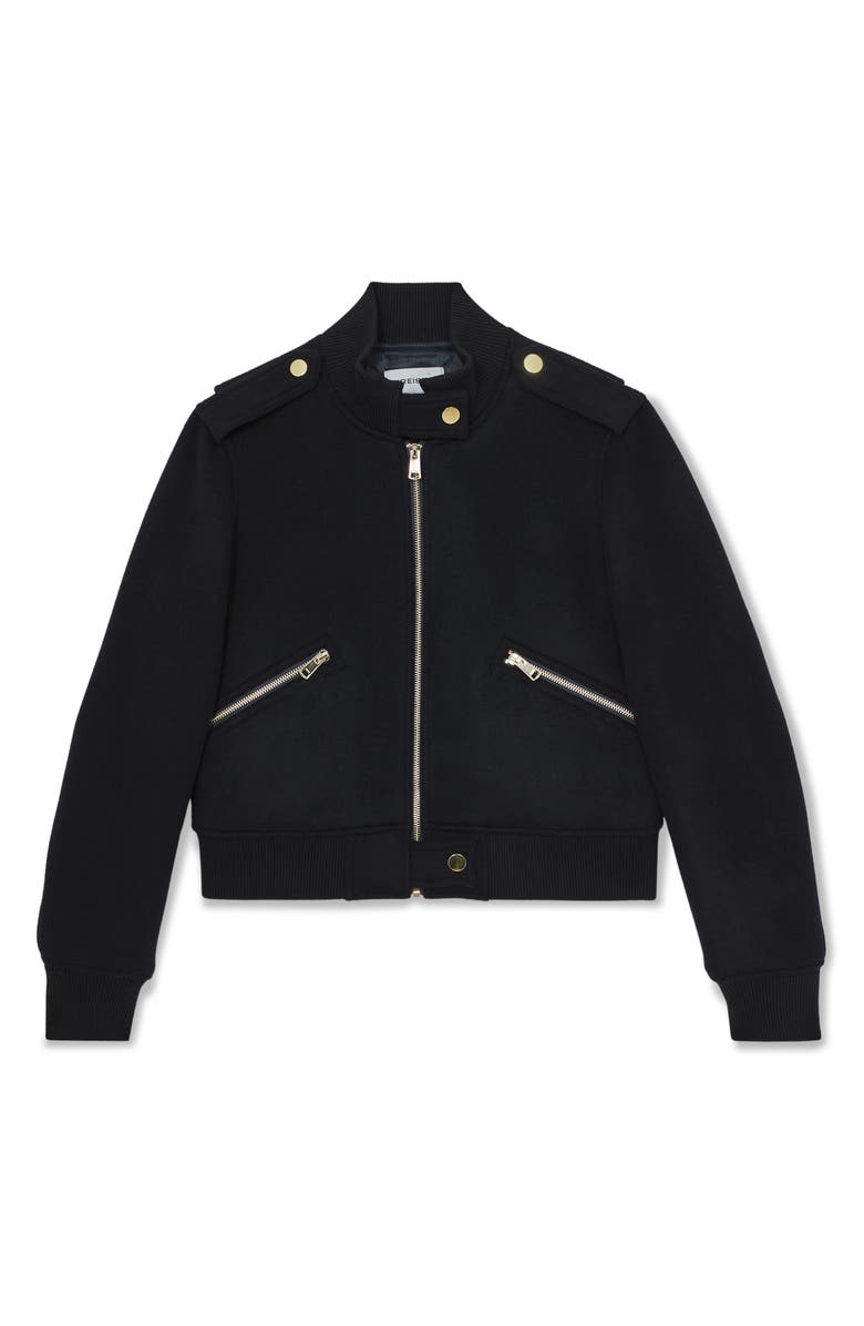 Reiss Cleo Wool Bomber Jacket, Alternate, color, Navy