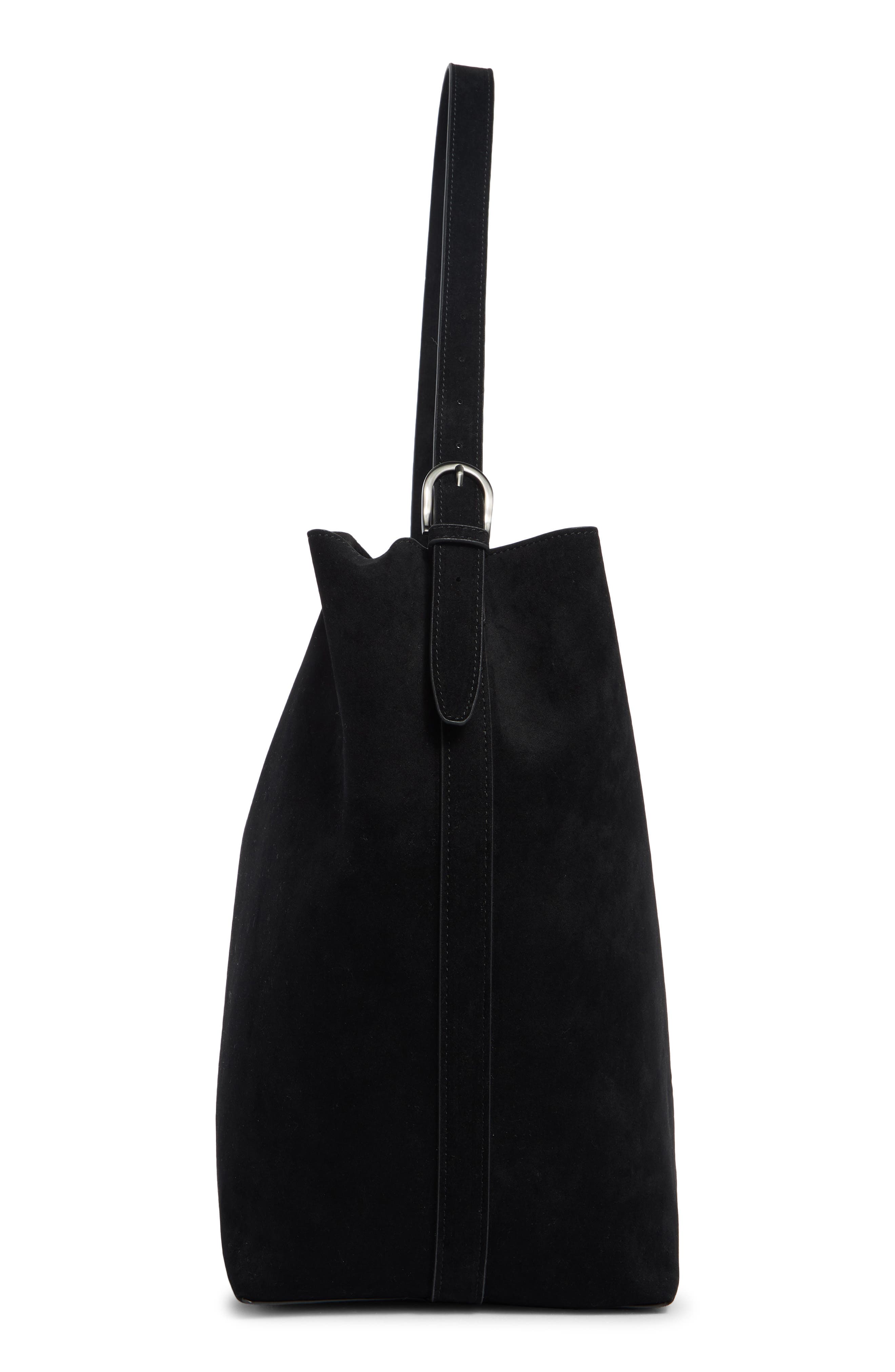 BCBG Slouchy Bucket Shoulder Bag with Pouch, Alternate, color, Black