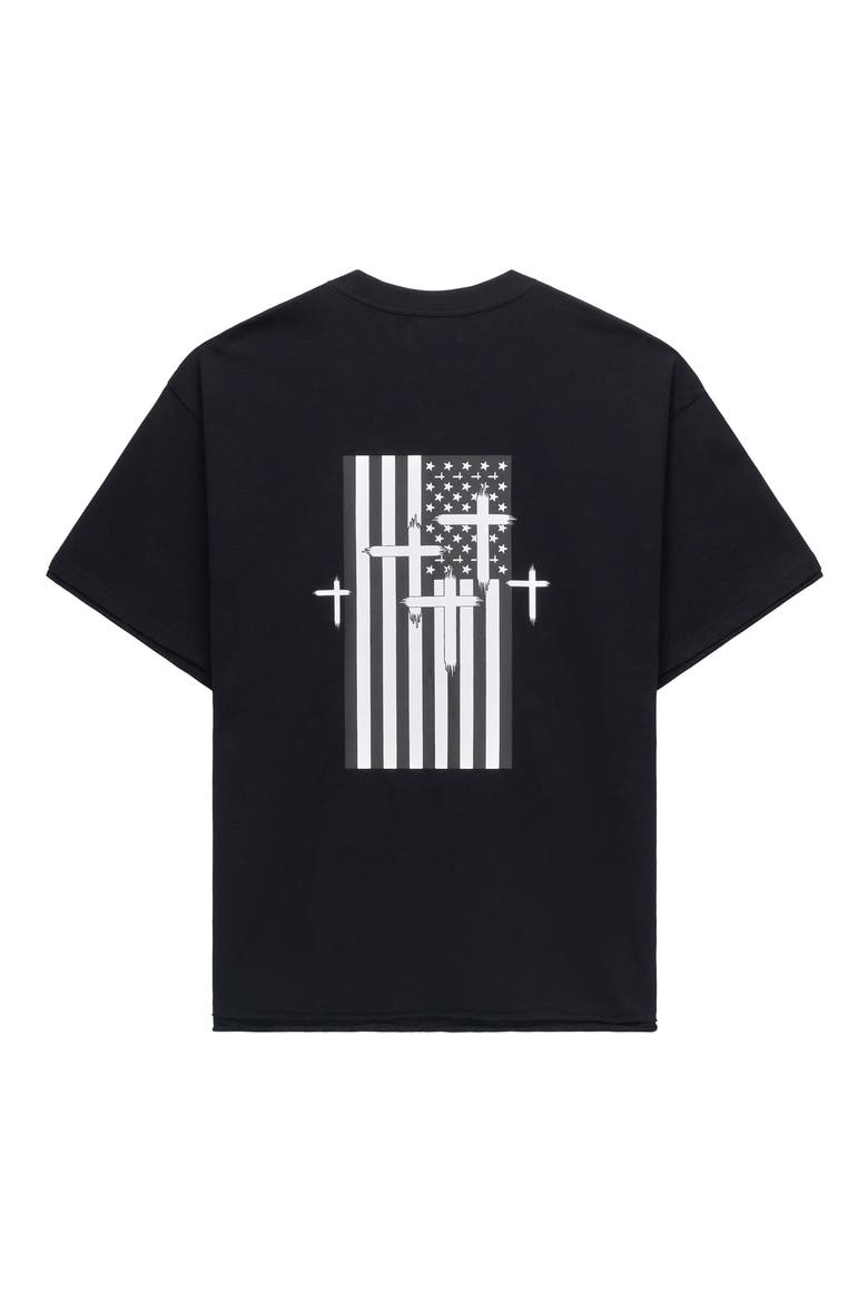 Elian Flag Double Layer Graphic T-Shirt, Alternate, color, BLACK FLAG