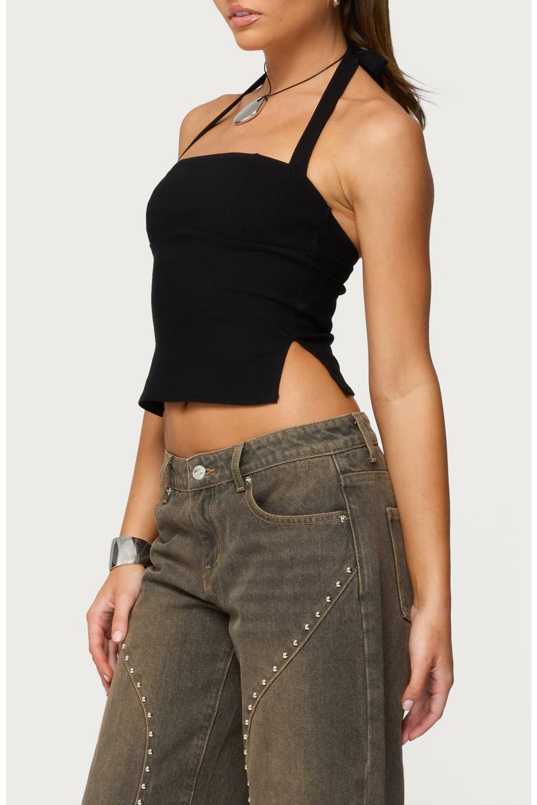 Dara Halter Top, Alternate, color, BLACK
