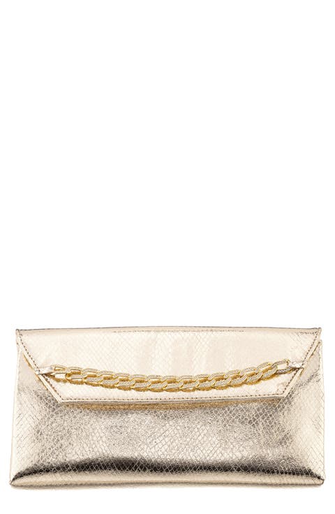 Metallic Snake Embossed Flap Bag