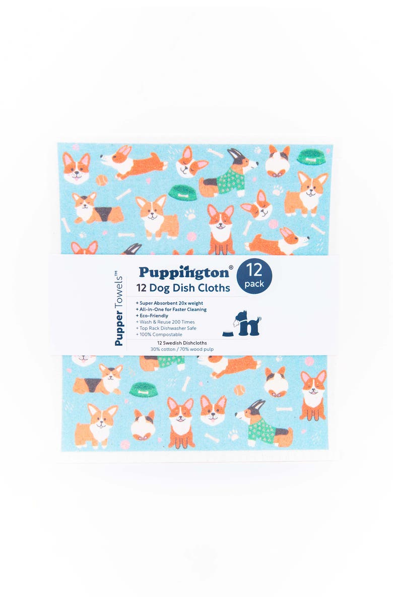 Puppington Pupper Towels 12-Pack Swedish Dish Cloths for Kitchen, Alternate, color, Doggie Dozen Breeds