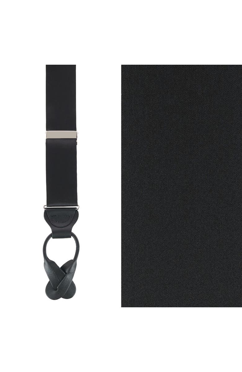 Trafalgar Dutton Solid Color Silk Button End Suspenders, Main, color, Black