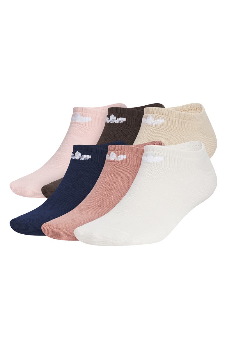 adidas Gender Inclusive Originals Assorted 6-Pack No-Show Socks, Main, color, Sandy Pink/ Indigo/ Khaki
