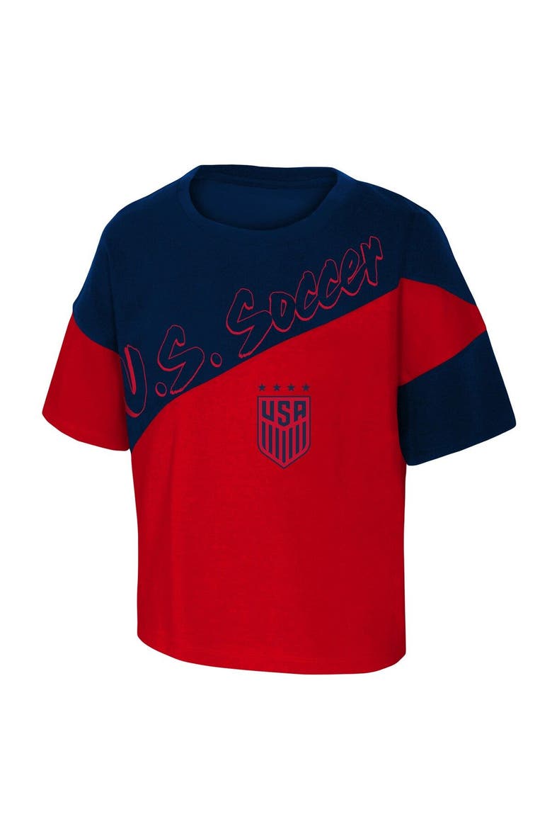 Girls Youth Red/Blue USWNT Power Up T-Shirt, Alternate, color, Red