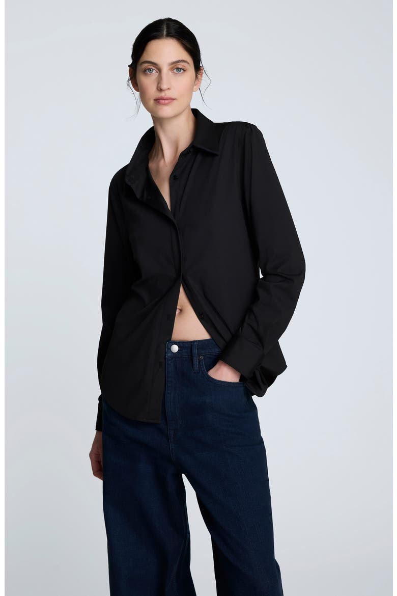 Knit Button-Up Shirt, Alternate, color, BLACK