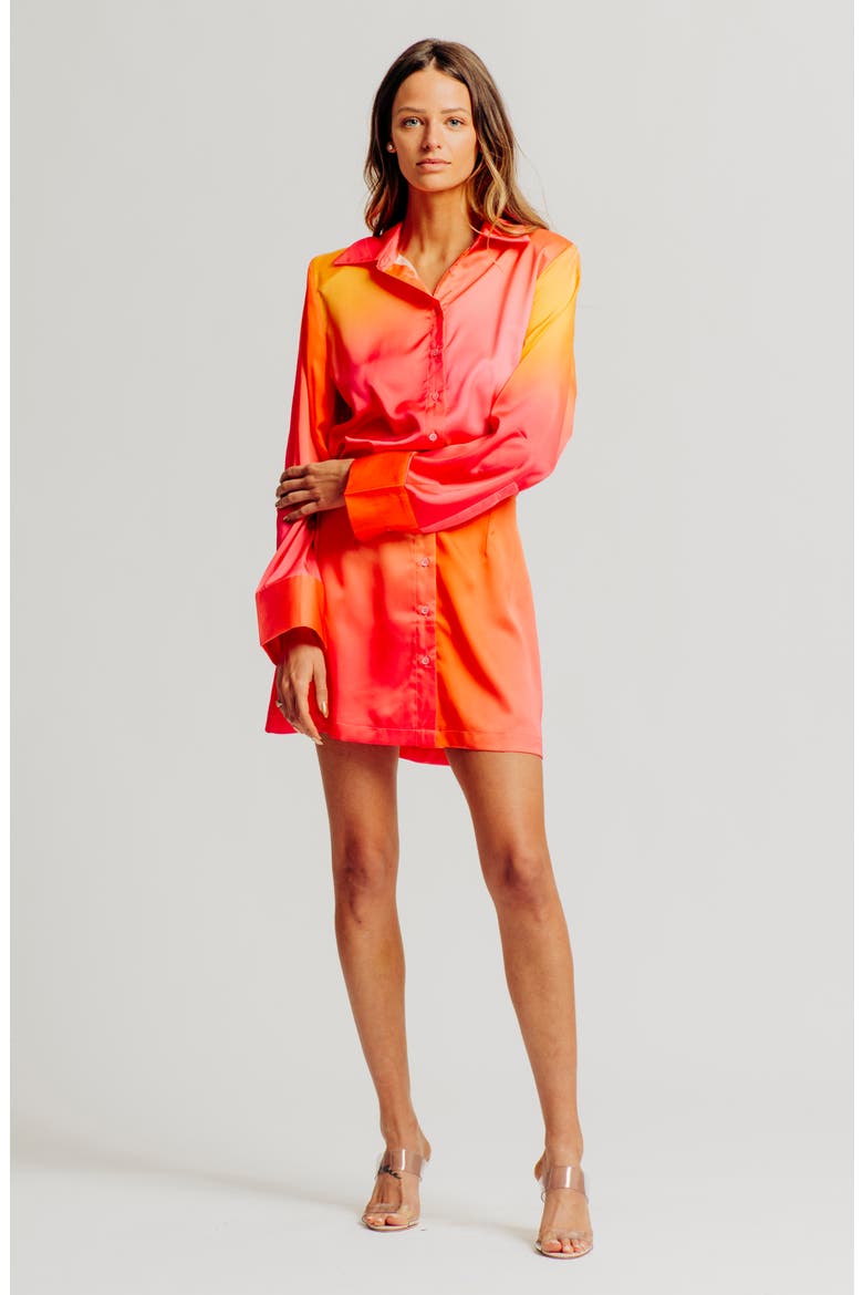 Jones Long Sleeve Shirtdress, Alternate, color, ORANGE MULTI