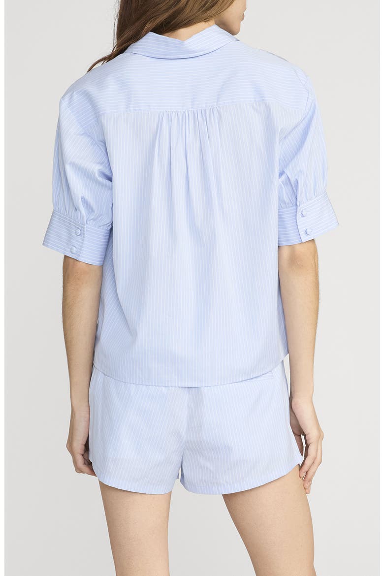The Stripe V-Neck Popover Top, Alternate, color, VENICE BLUE MULTI