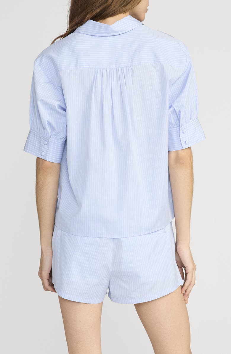 FRAME The Stripe V-Neck Popover Top, Alternate, color, Venice Blue Multi