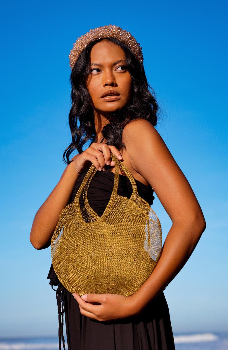 BRUNNA.CO The Sol Mesh Wire Tote Bag in Pink, Alternate, color, Gold