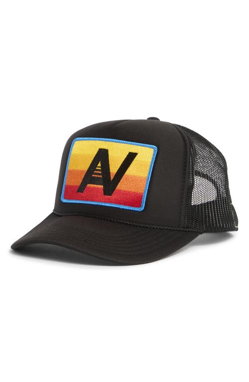 Aviator Nation Logo Rainbow Trucker Hat In Black