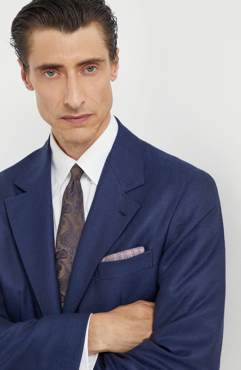 Brunello Cucinelli Spotted pocket square, Alternate, color, Blueberry