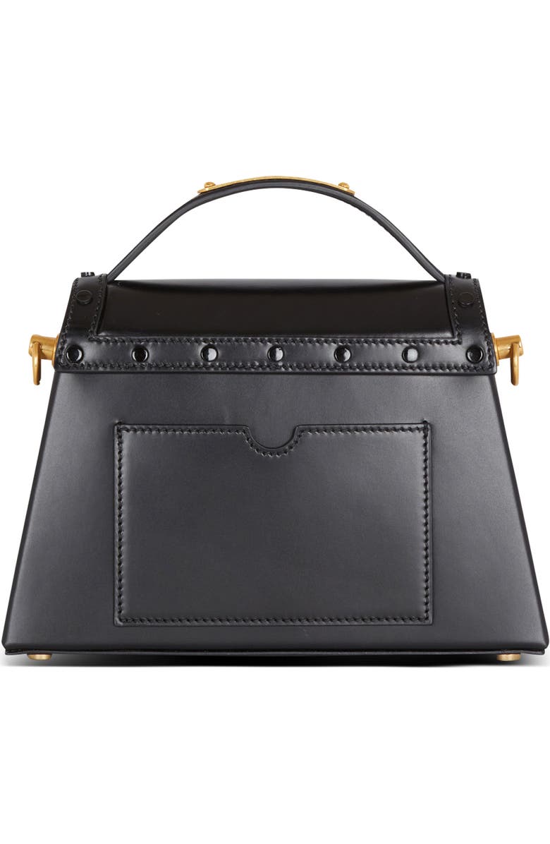 Balmain B-Buzz Dynasty Glazed Leather Top Handle Bag, Alternate, color,