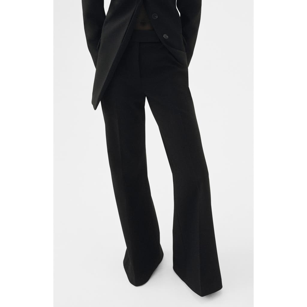 Mango Flare Leg Pants In Black