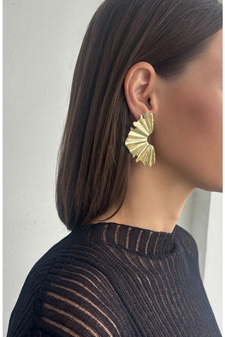 Wave Statement Earrings, Alternate, color, GOLD