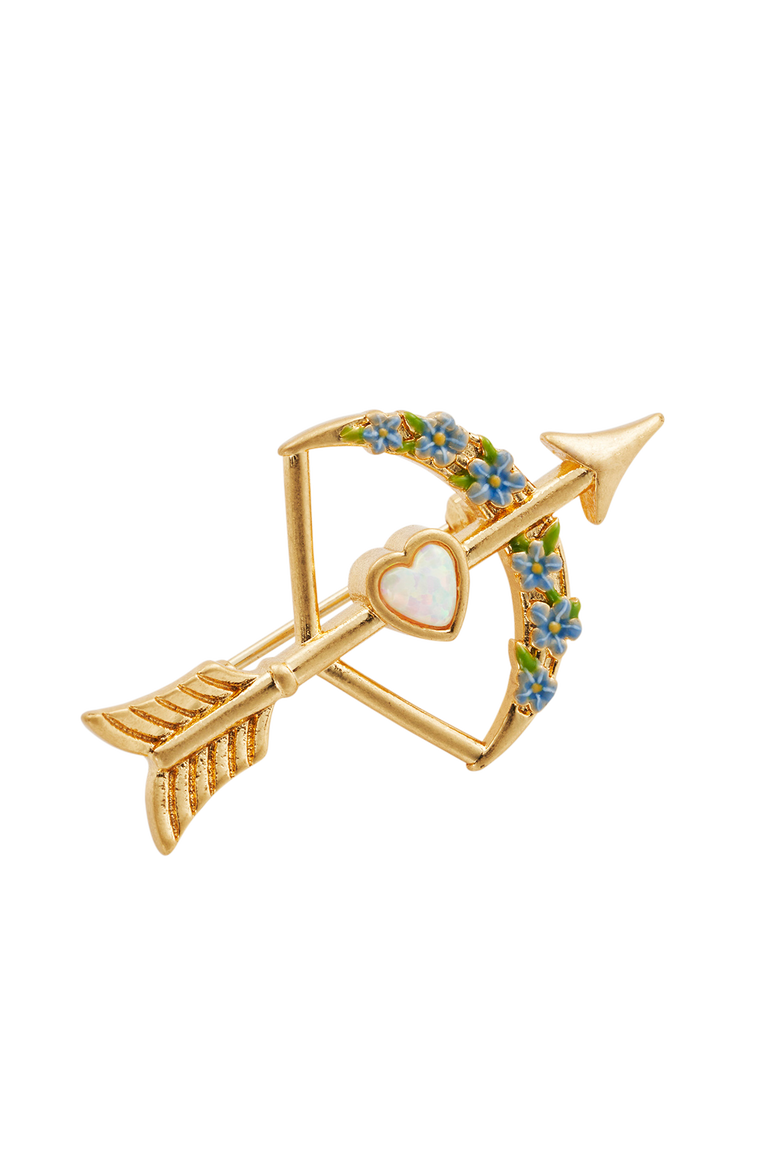 Cupids Bow & Arrow Brooch, Alternate, color, Gold