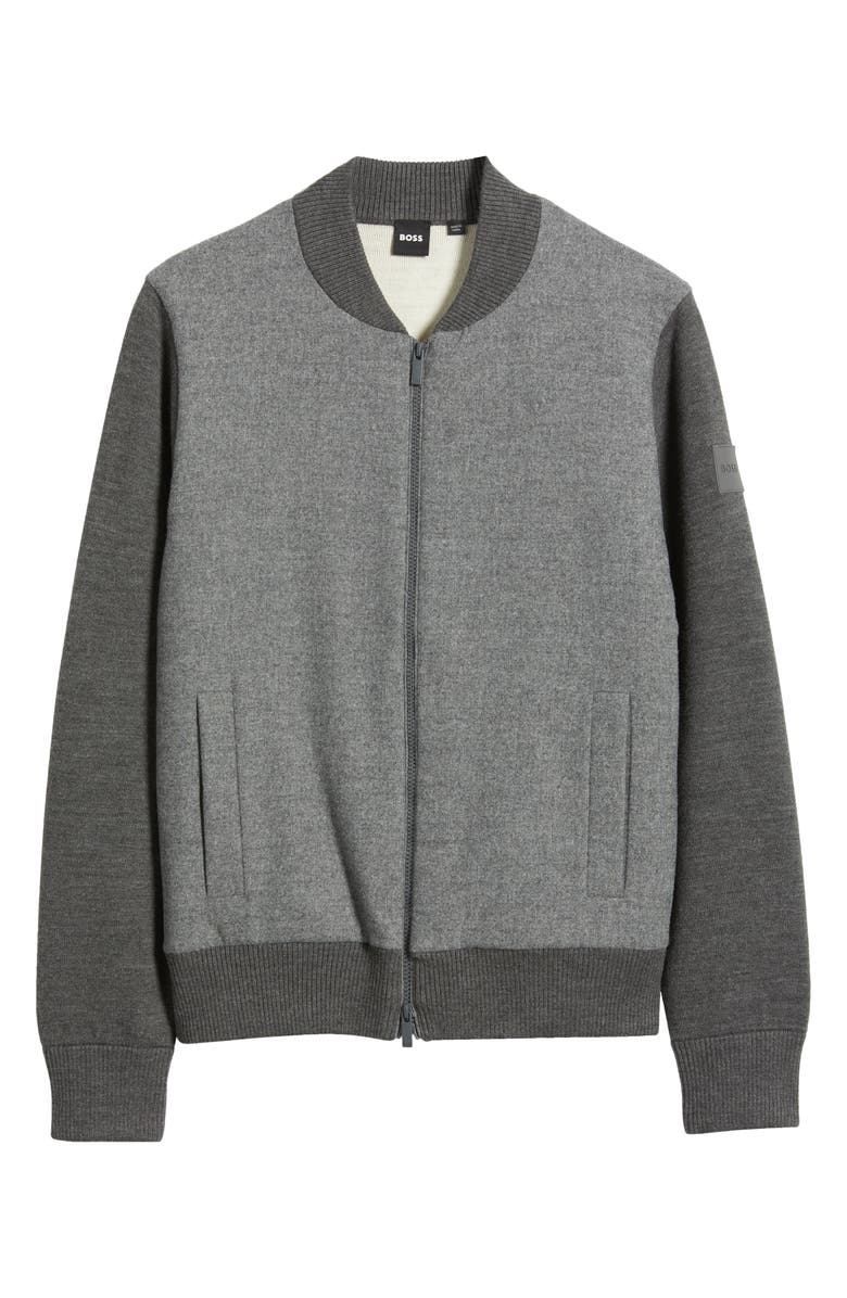 BOSS Eflano Zip-Up Crewneck Sweatshirt, Alternate, color,