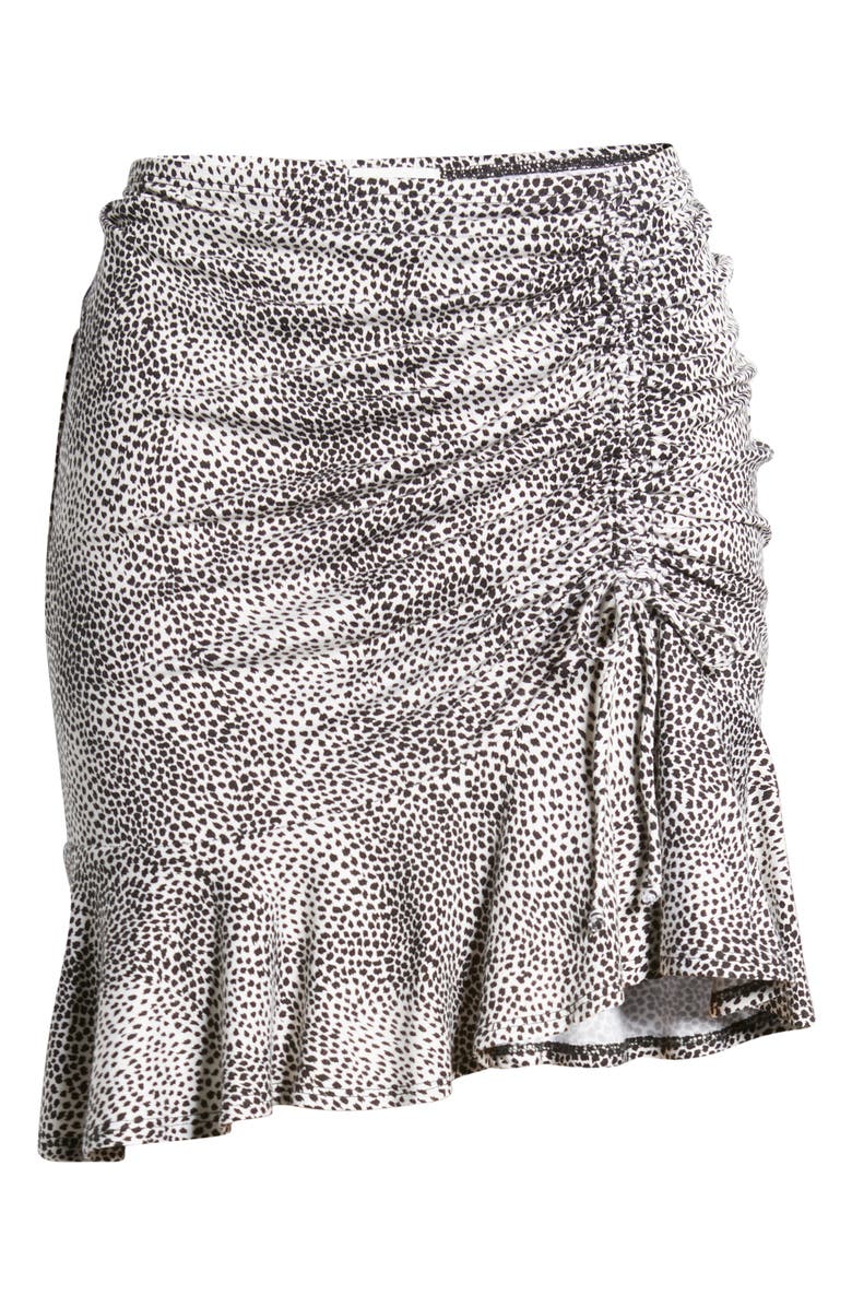 Loveappella Spot Print Ruched Knit Miniskirt, Alternate, color, Ivory/ Black
