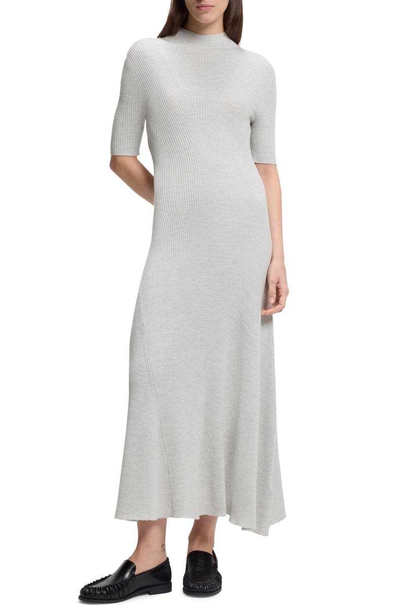 BOSS Farie Rib Wool Maxi Sweater Dress, Main, color, Silver Grey Melange