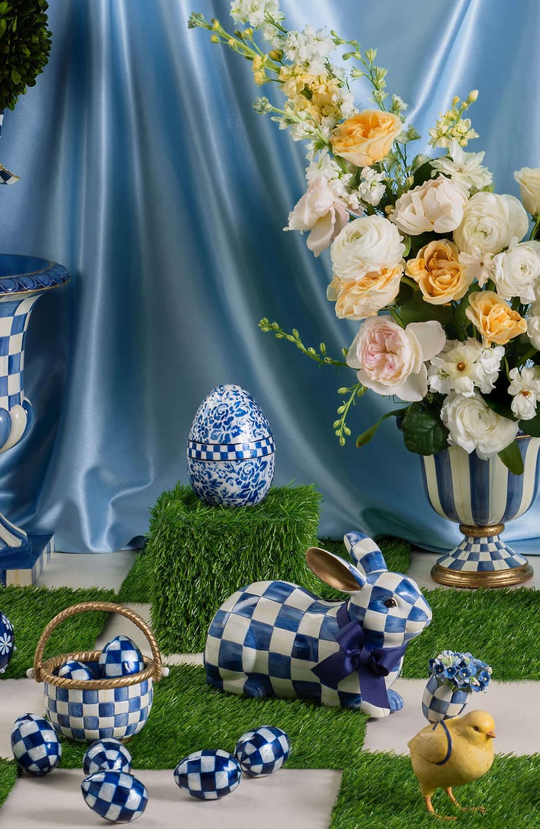 MACKENZIE CHILDS Royal Check Resting Bunny, Alternate, color, Blue