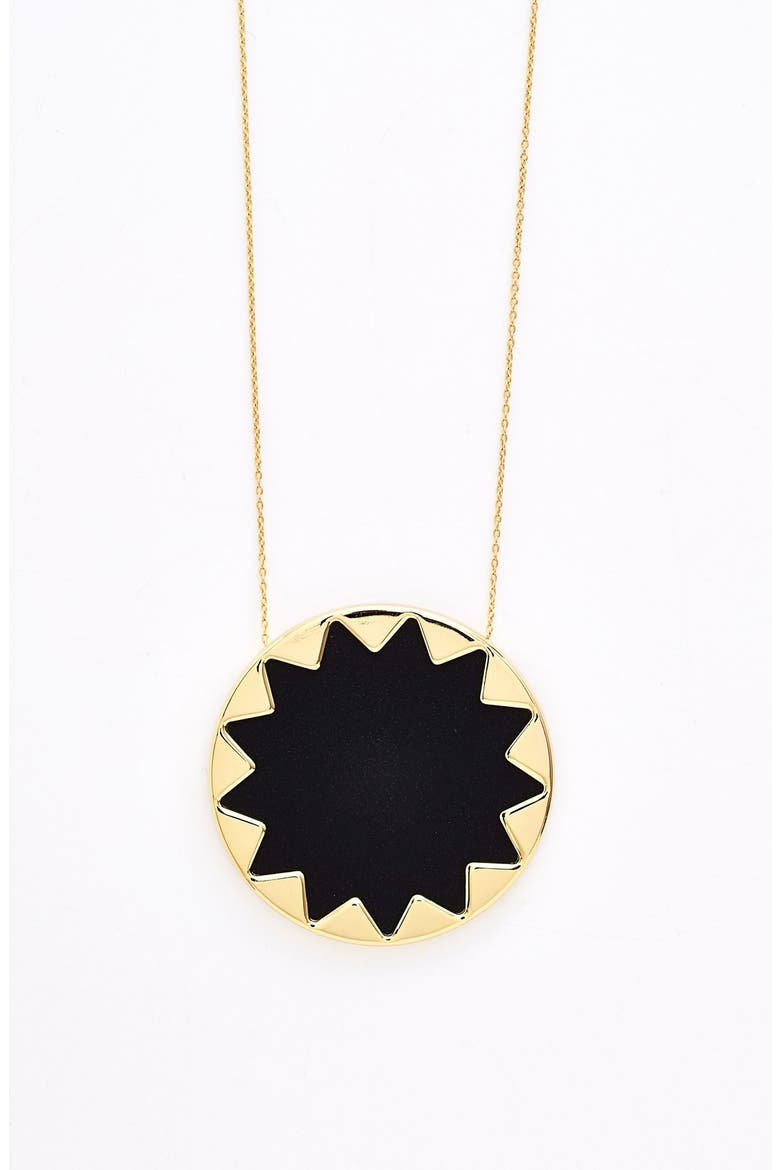 Sunburst Pendant Necklace, Alternate, color, BLACK/ GOLD