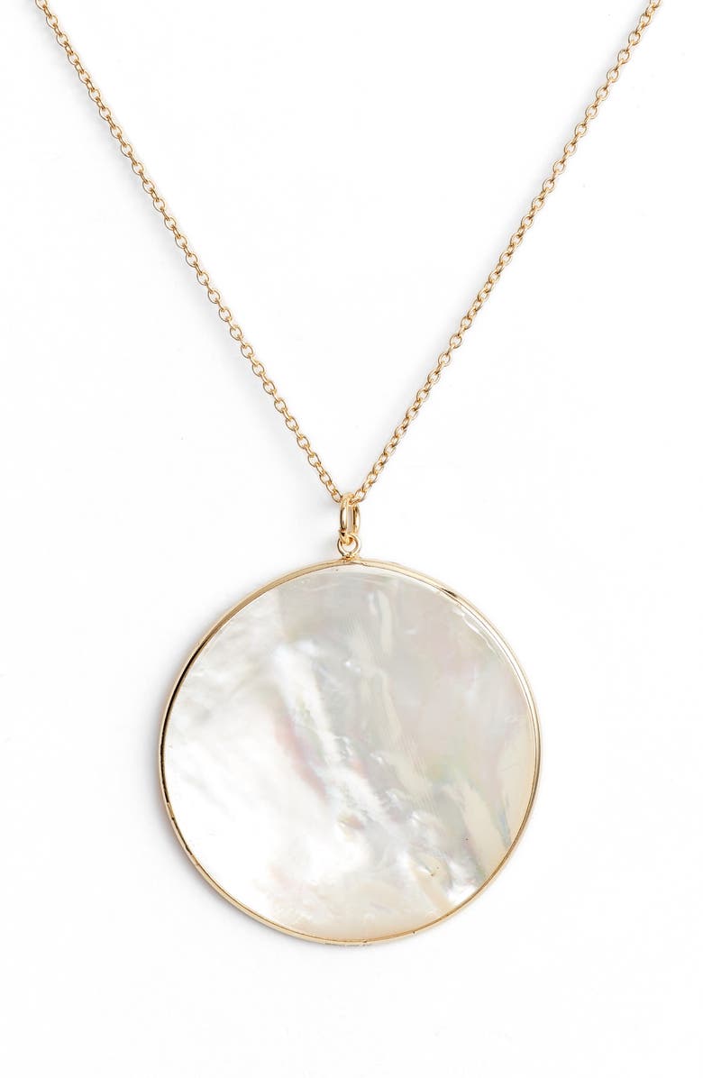 Argento Vivo Sterling Silver Argento Vivo Long Mother of Pearl Circle Pendant Necklace, Alternate, color, 