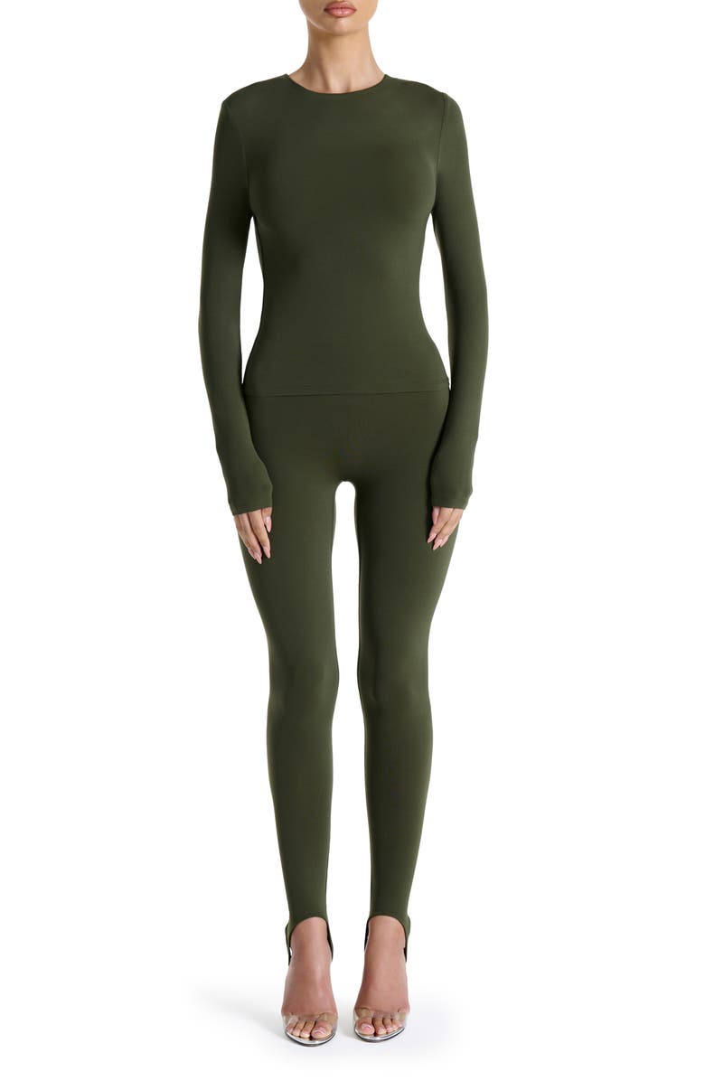 Naked Wardrobe Long Sleeve Crewneck Top, Alternate, color, Dark Olive