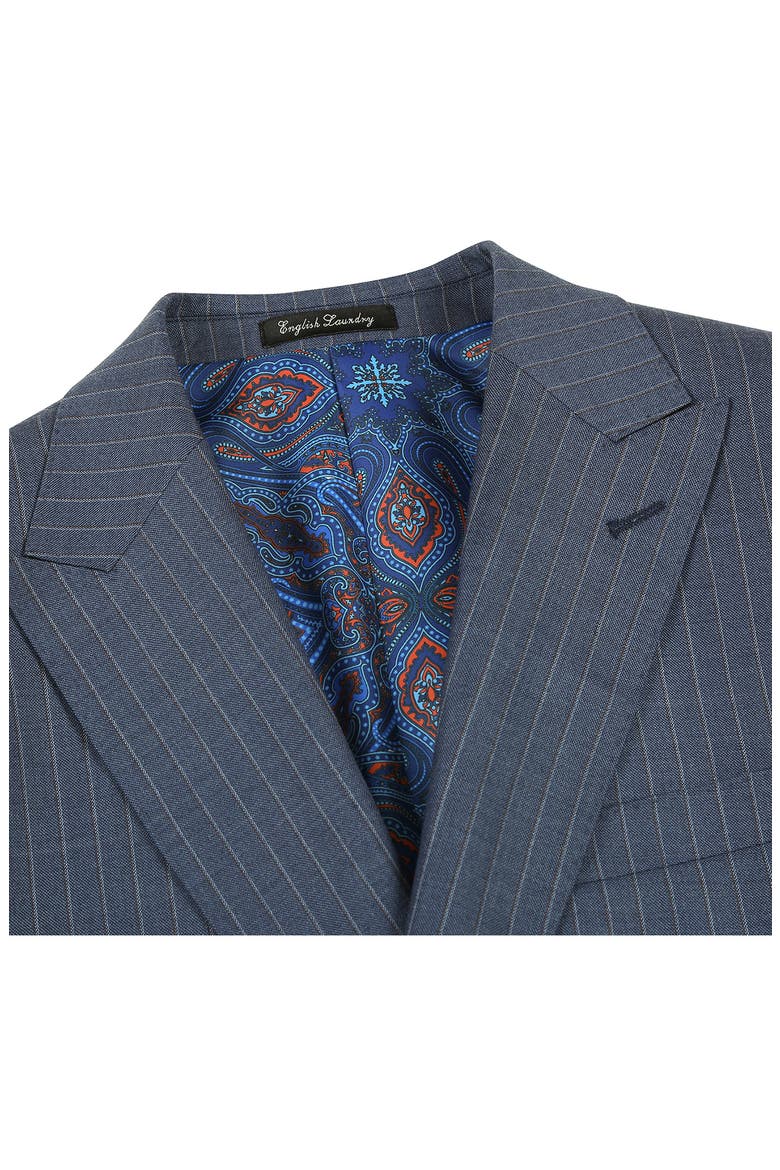 Pinstripe Navy Wool Blend Suit, Alternate, color, GREY/ BLUE