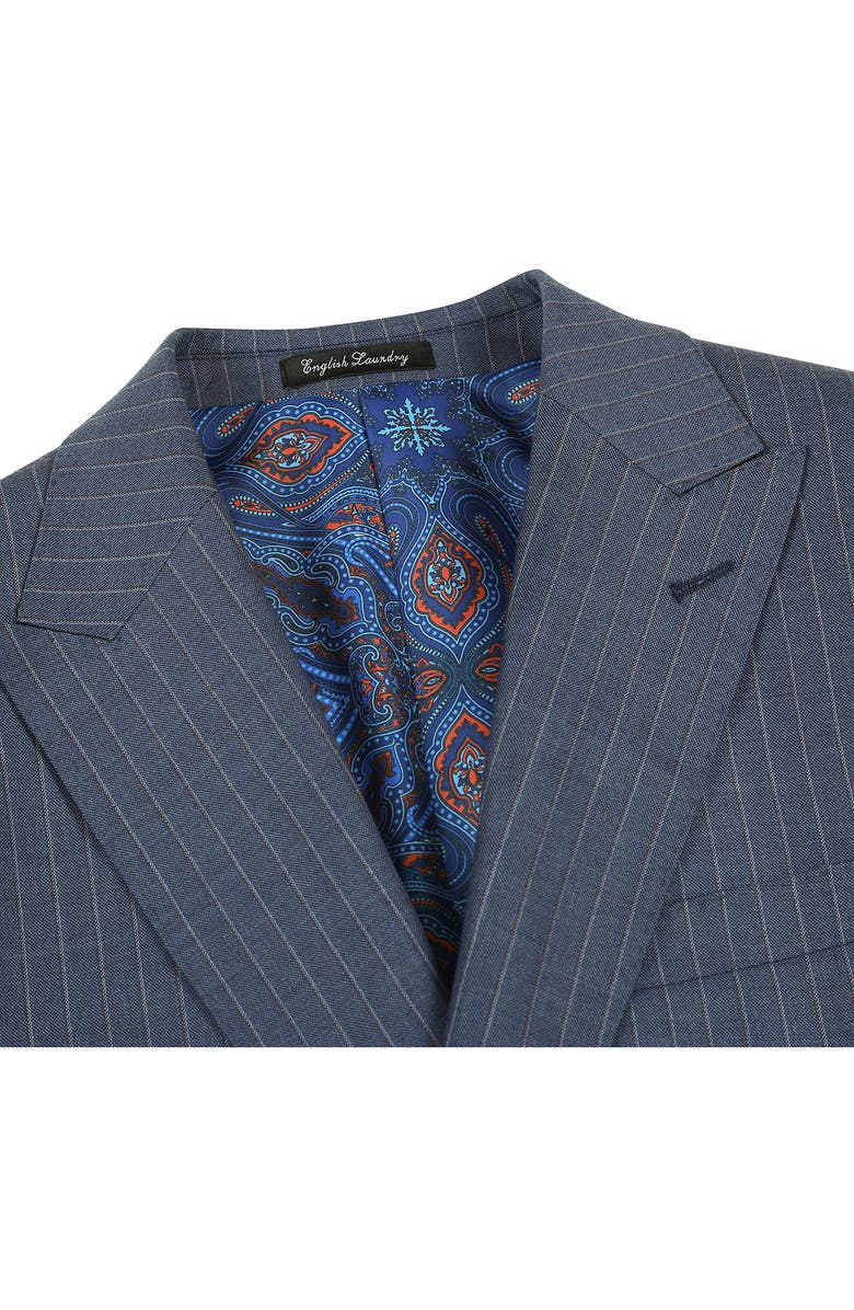 English Laundry Pinstripe Navy Wool Blend Suit, Alternate, color, Grey/ Blue
