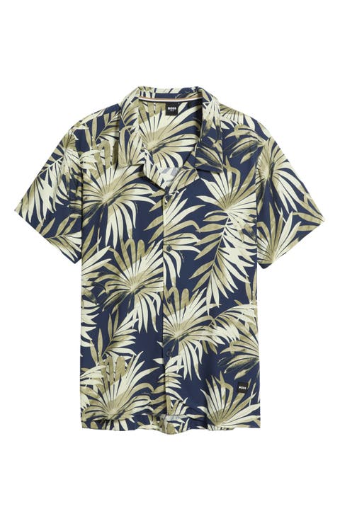 Print Short Sleeve Beach Shirt