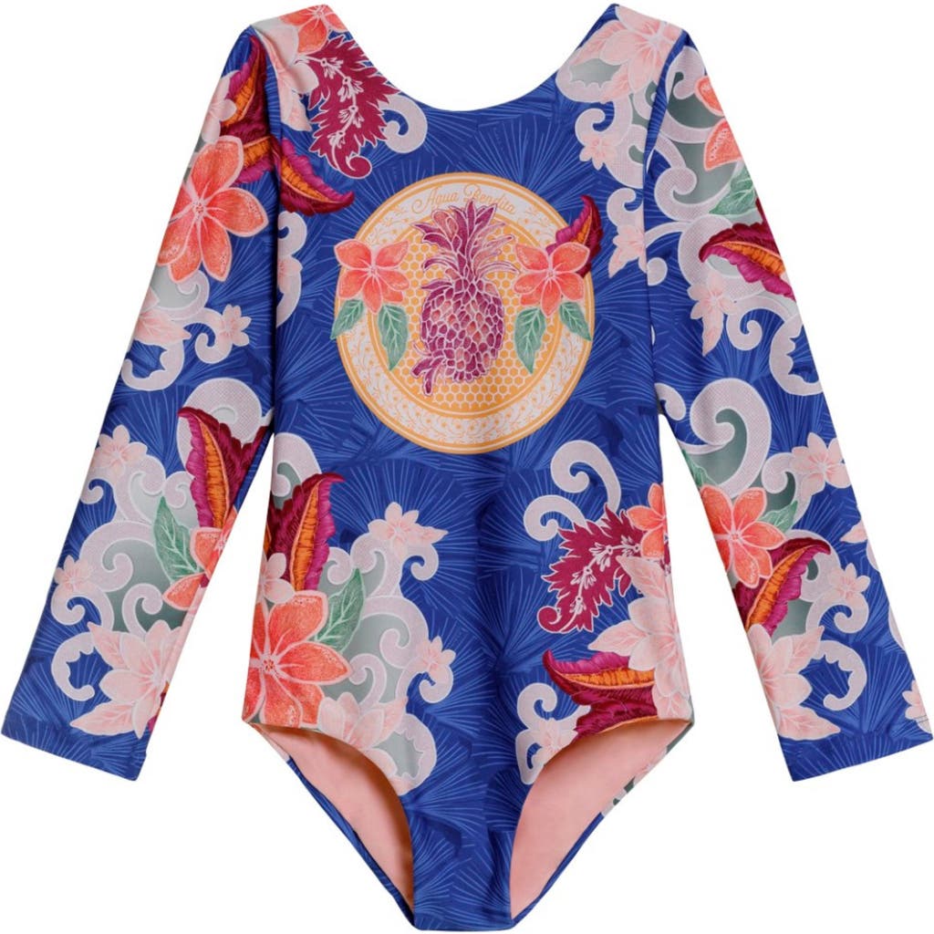 Agua Bendita Kids' Honey Thamar Long Sleeve One-piece Rashguard Swimsuit In Multi