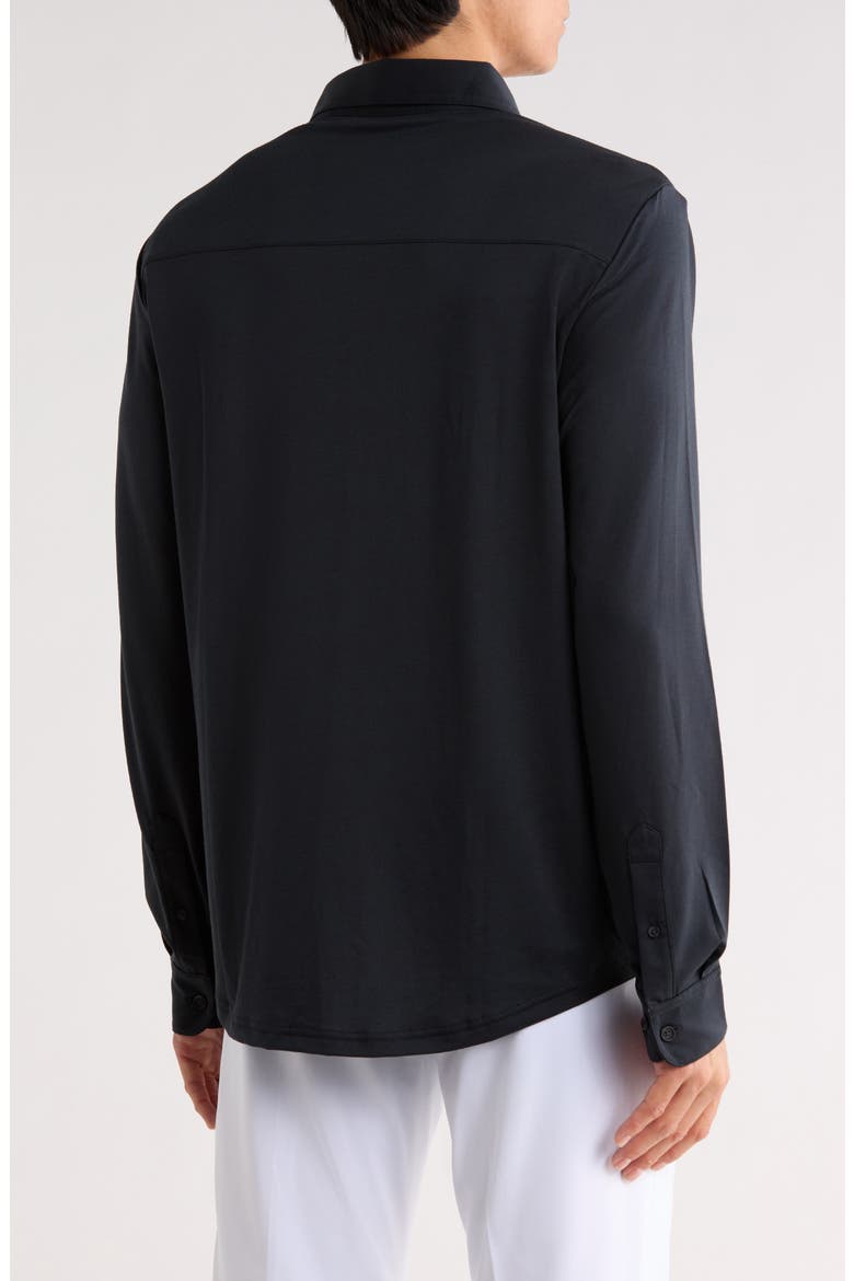 Featherweight Long Sleeve Polo, Alternate, color, BLACK