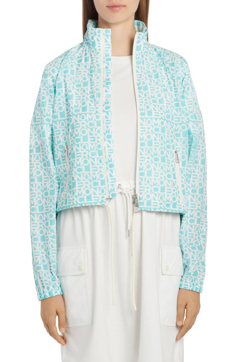 Moncler Alose Logo Print Taffeta Jacket, Alternate, color,