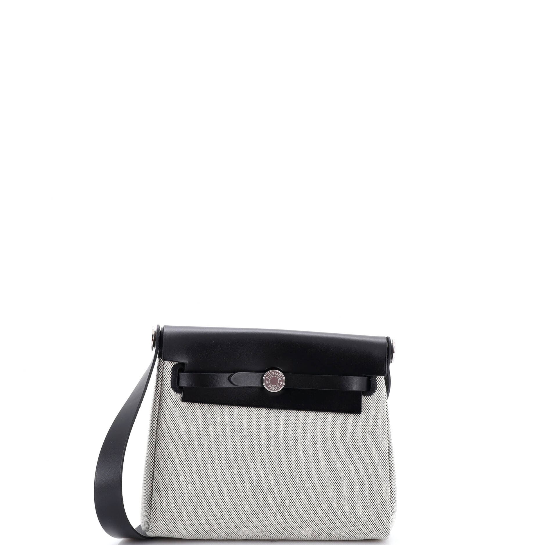 Pre-Owned Hermes Herbag Zip Toile and Leather 20, Main, color, Noir