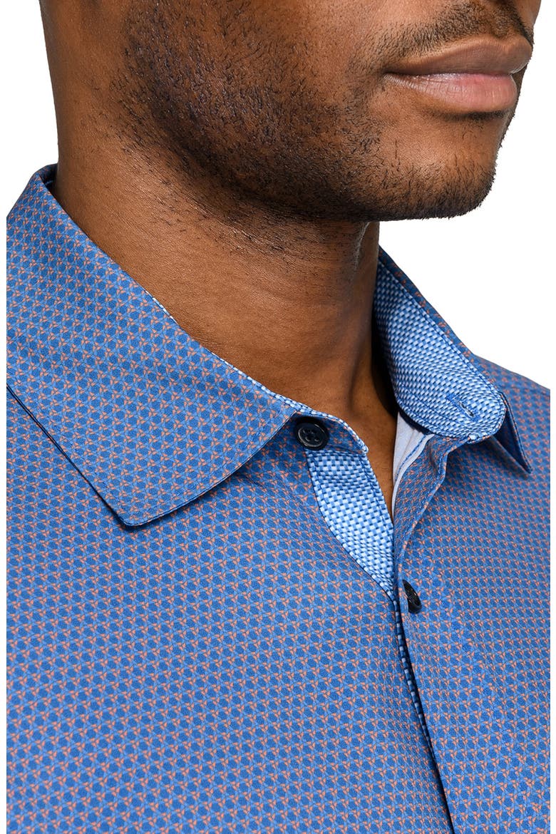 Hexagon Geo Woven Long Sleeve Basic, Alternate, color, ORANGE/BLUE