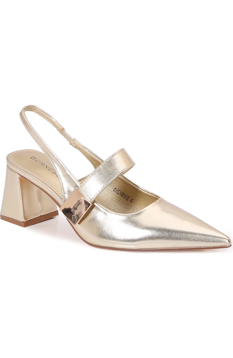 BERNESS Inset Strap Slingback Pump, Main, color, Gold