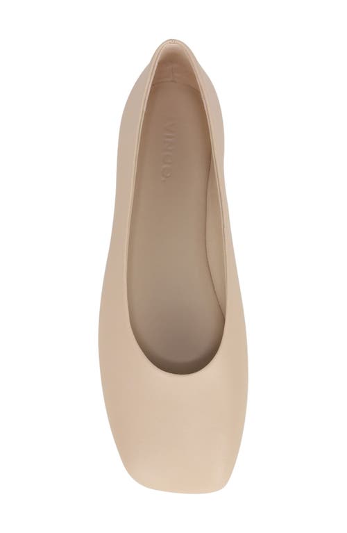 Vince Leah Leather Square-toe Ballerina Flats In Birch Sand