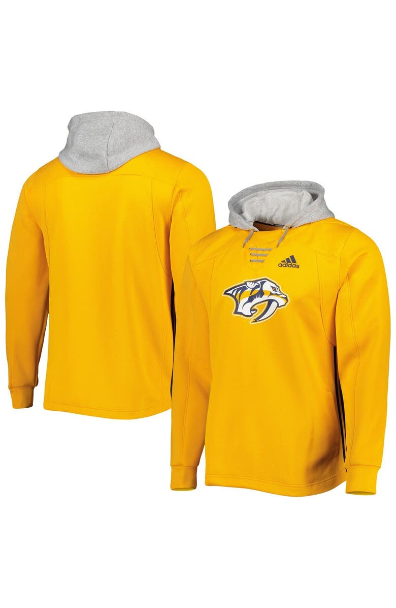 adidas Men's adidas Gold Nashville Predators Skate Lace Primeblue Team Pullover Hoodie, Main, color, 
