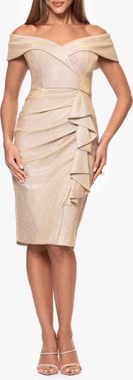 Off the Shoulder Scuba Knit Cocktail Dress