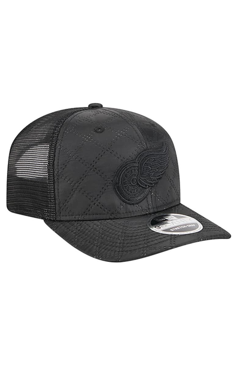 New Era Men's New Era  Black Detroit Red Wings Quilted Nylon 9SEVENTY Adjustable Trucker Hat, Alternate, color, Black