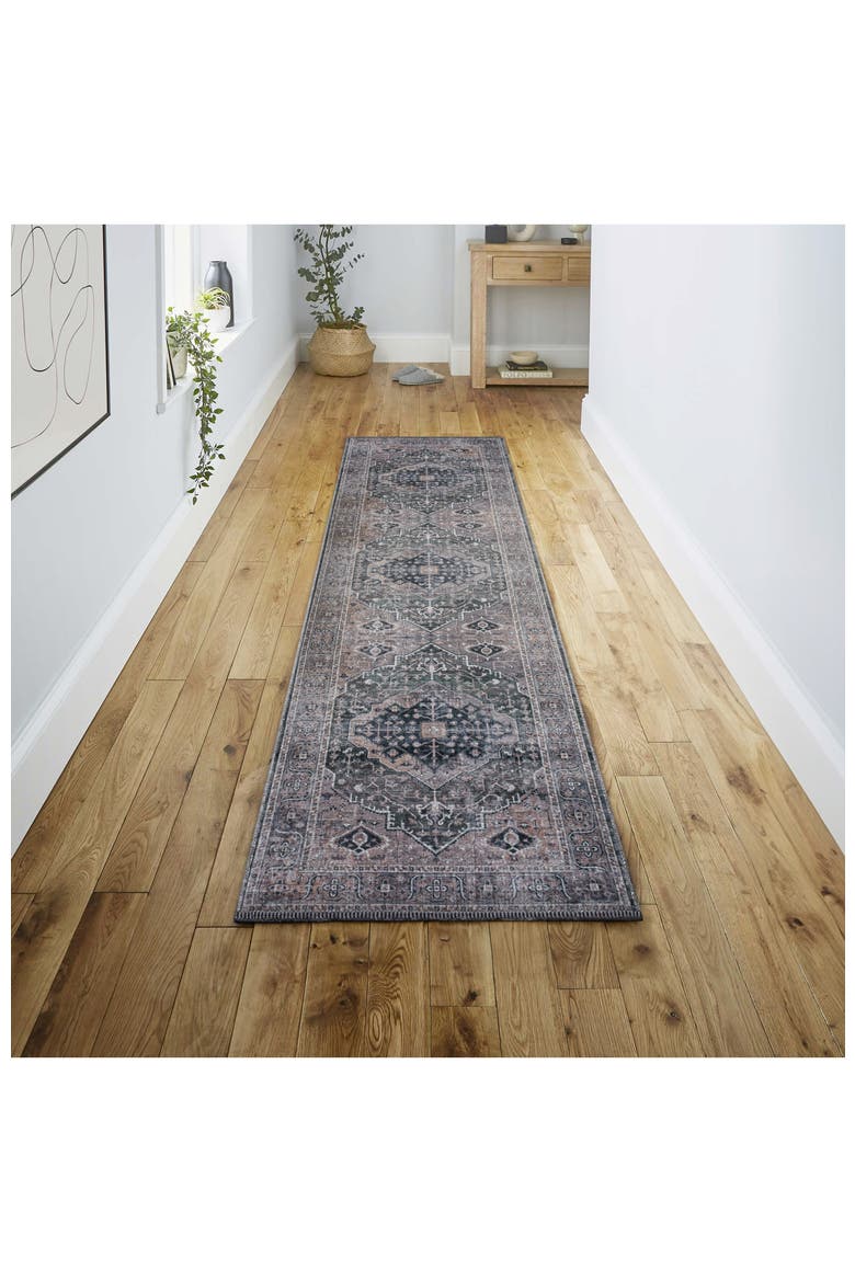 Alacati Ogee Medallion Machine-Washable Area Rug, Alternate, color, Dark Green/Dark Beige