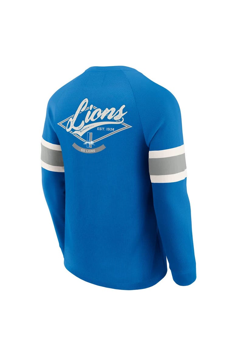 Men's Darius Rucker Collection by Fanatics Blue Detroit Lions Waffle-Knit Raglan Long Sleeve Henley T-Shirt, Alternate, color, Blue
