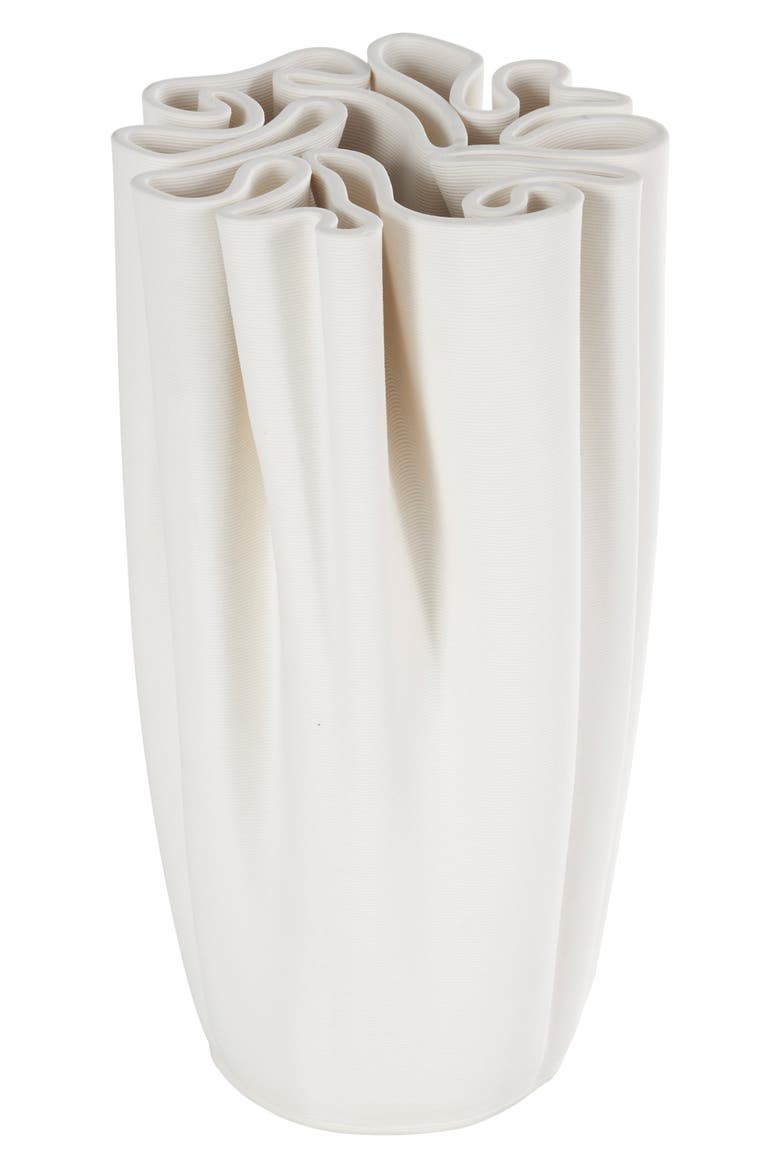 Fluted Ceramic Vase, Main, color, WHITE