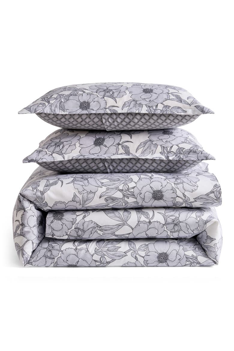 Mood Floral Duvet Cover & Pillow Shams Set, Main, color, DEEP BLUE