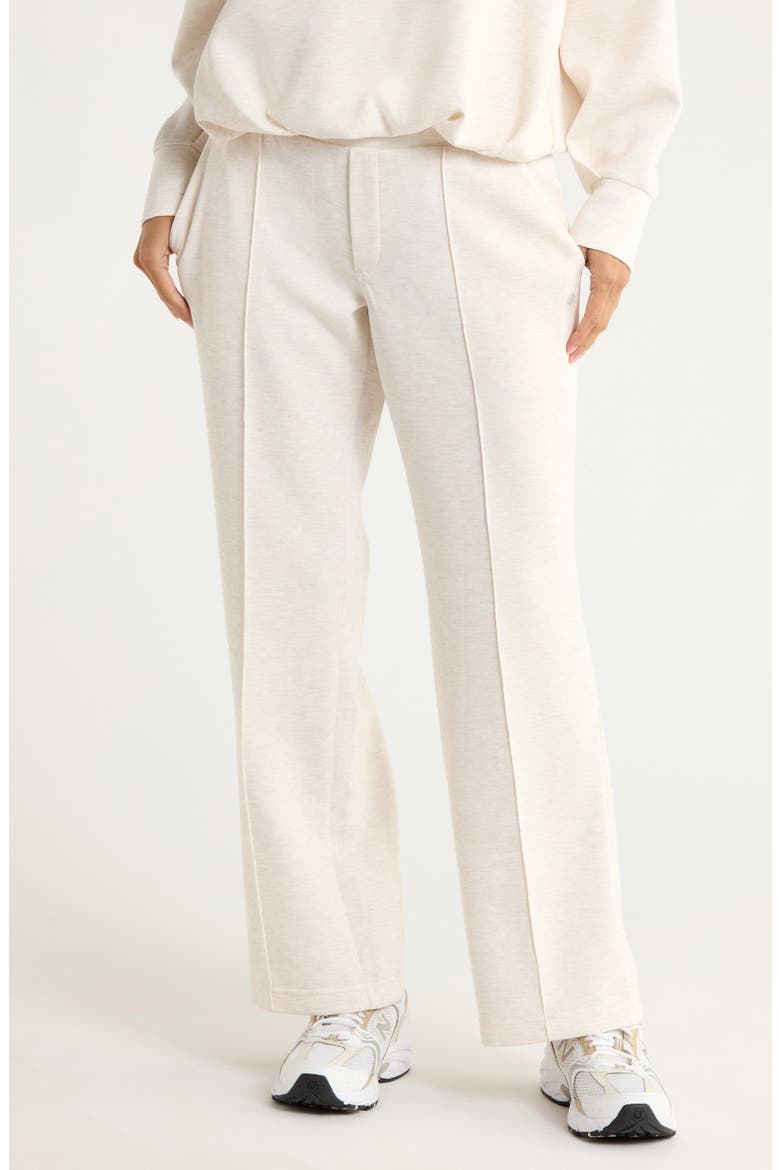 Pintuck Scuba Knit Pants, Main, color, WHEAT HEATHER