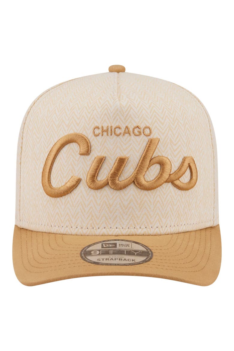 Men's New Era  Cream Chicago Cubs Herringbone 9FIFTY A-Frame Snapback Hat, Alternate, color, Cream
